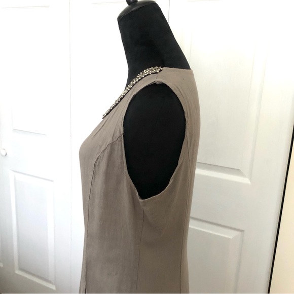 Lina Tomei Linen Beaded Neck Italian Dress sz L - Picture 3 of 11